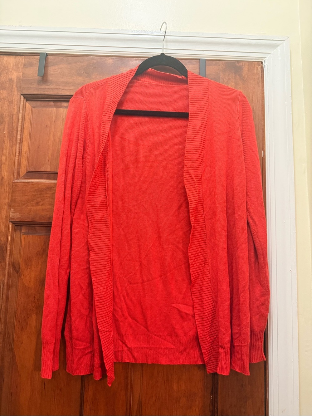 Red Open-Front Women's Cardigan Sweater